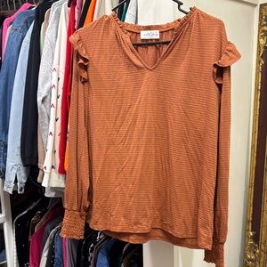 Kaileigh Women's Terracotta Ruffle Blouse